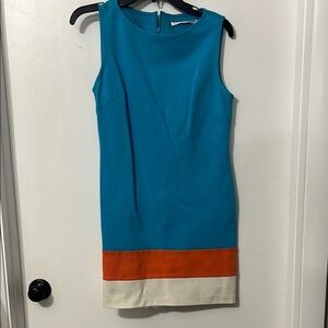 Trina Turk Teal Sleeveless Sheath‎ Knee-Length Dress Size Small